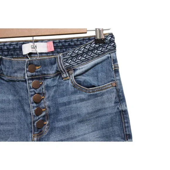 Cabi Jeans Size 4 Mia Button Fly Skinny Stretch Distressed Denim Boho #5694 - Picture 6 of 13